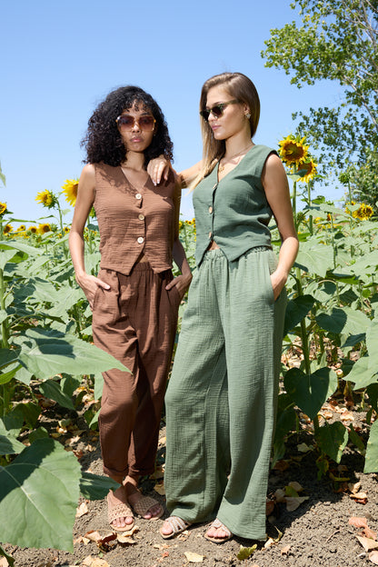 Double Layered Muslin Vest Set