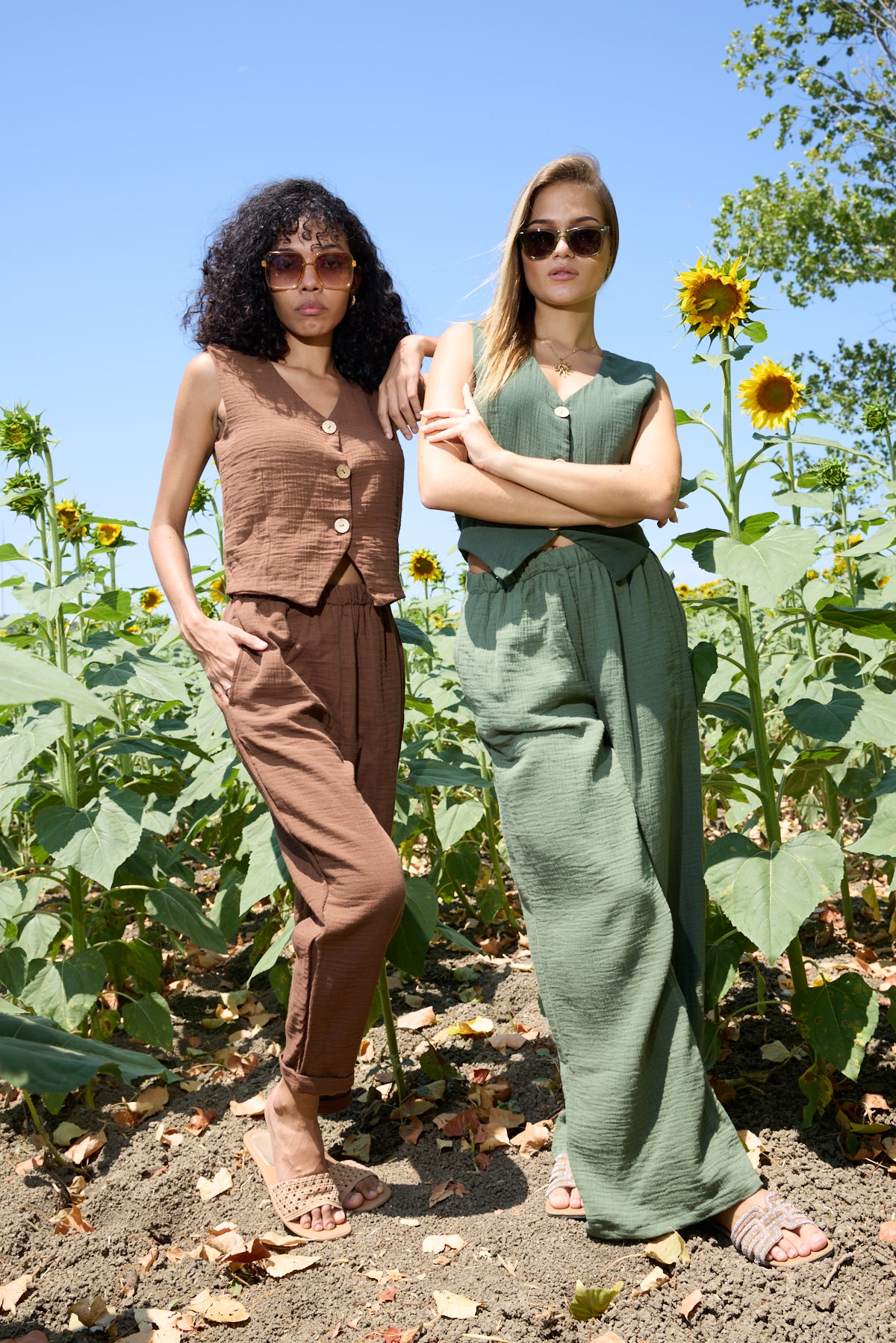 Double Layered Muslin Vest Set