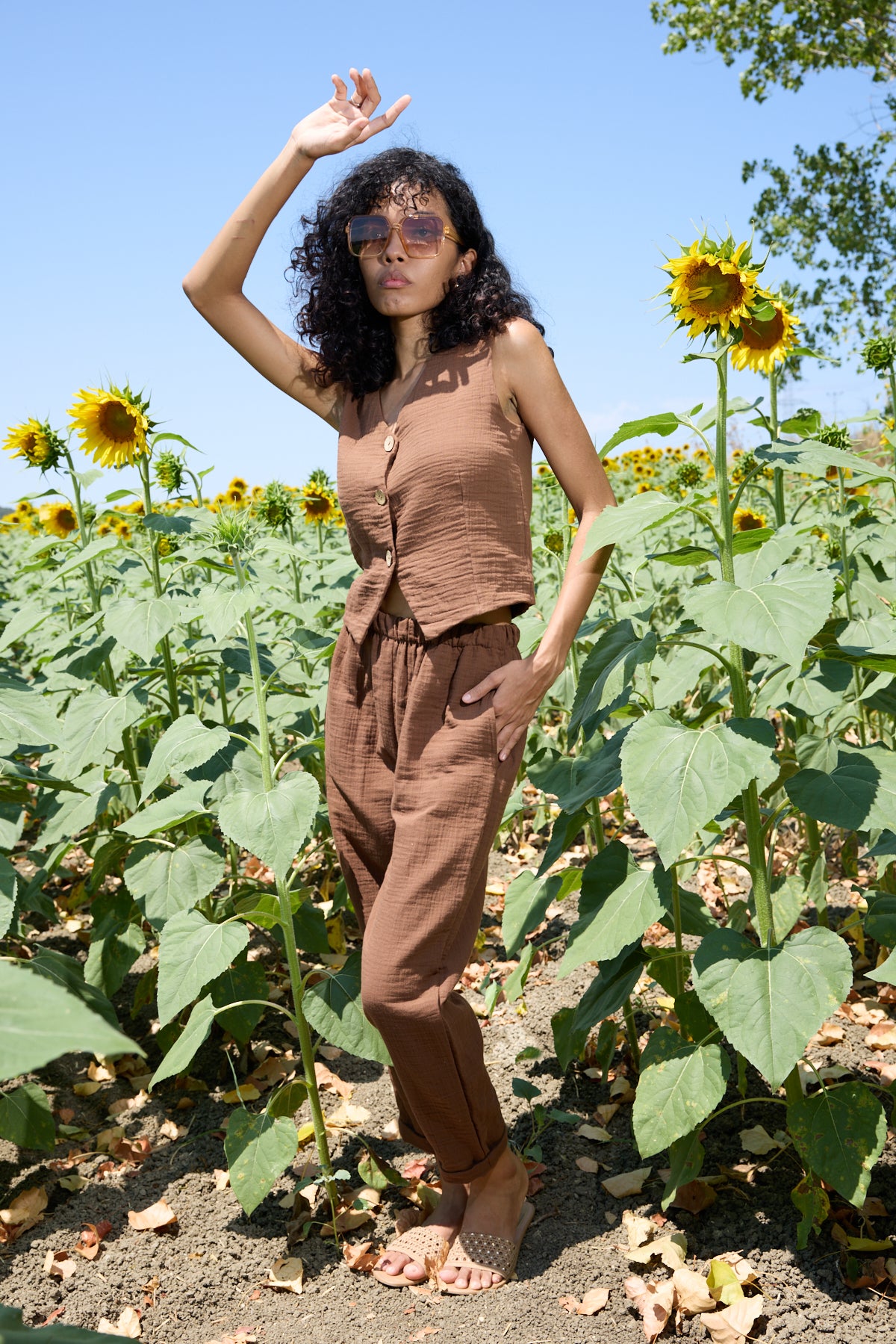 Double Layered Muslin Vest Set