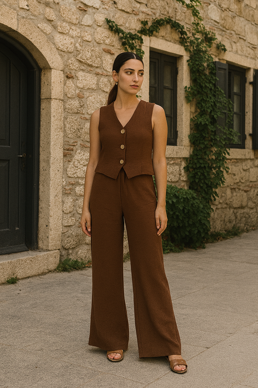 Double Layered Muslin Vest Set