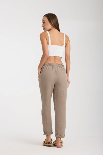 Double Layered Muslin Plain Trousers