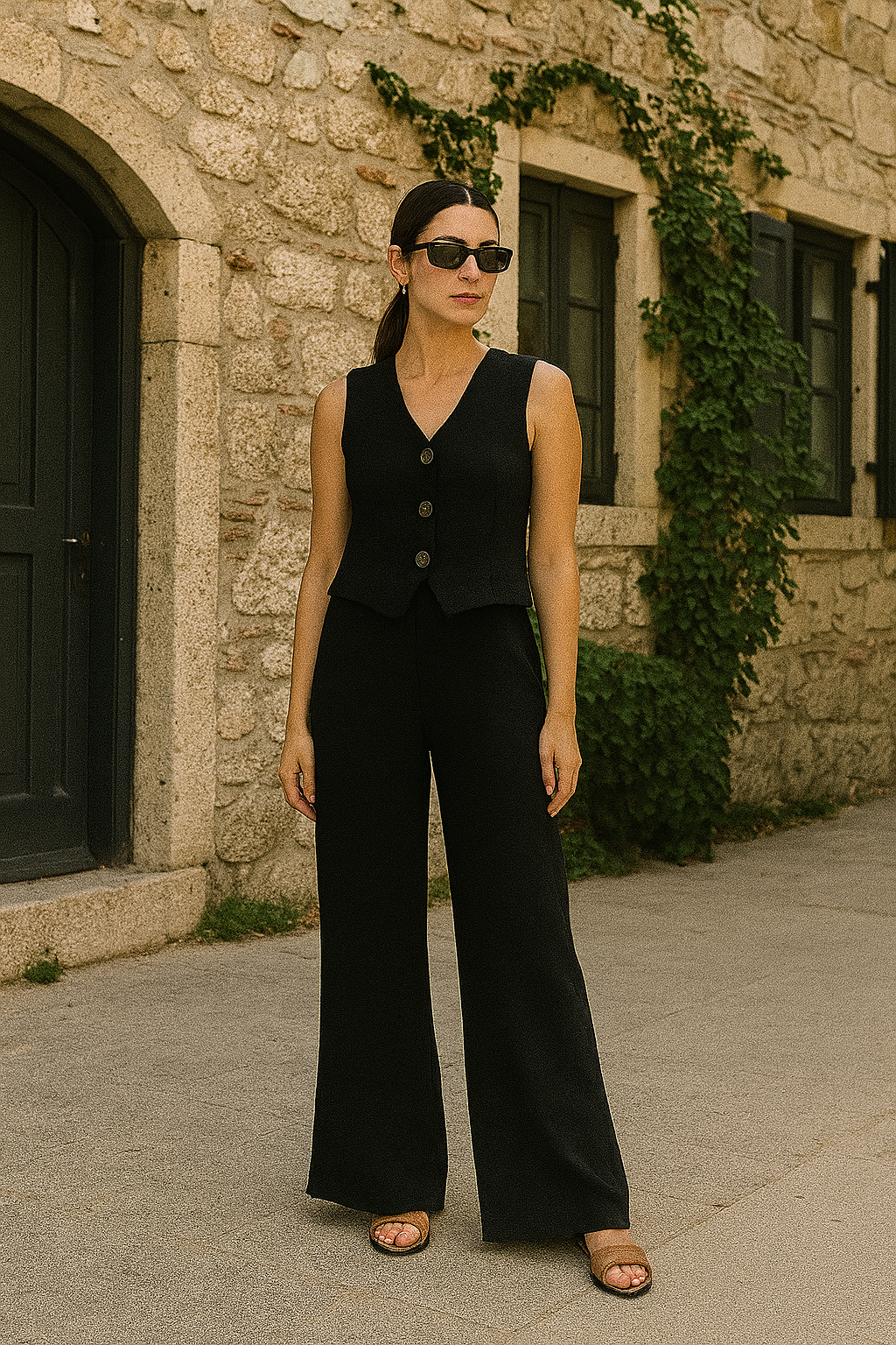 Double Layered Muslin Vest Set