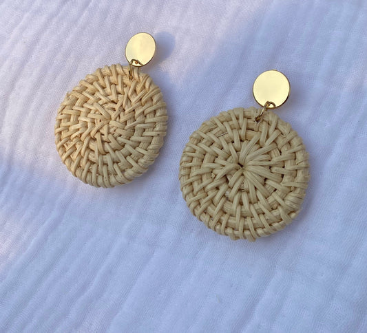 Round Straw Earrings