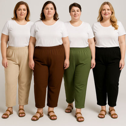 Plus Size Plain Trousers