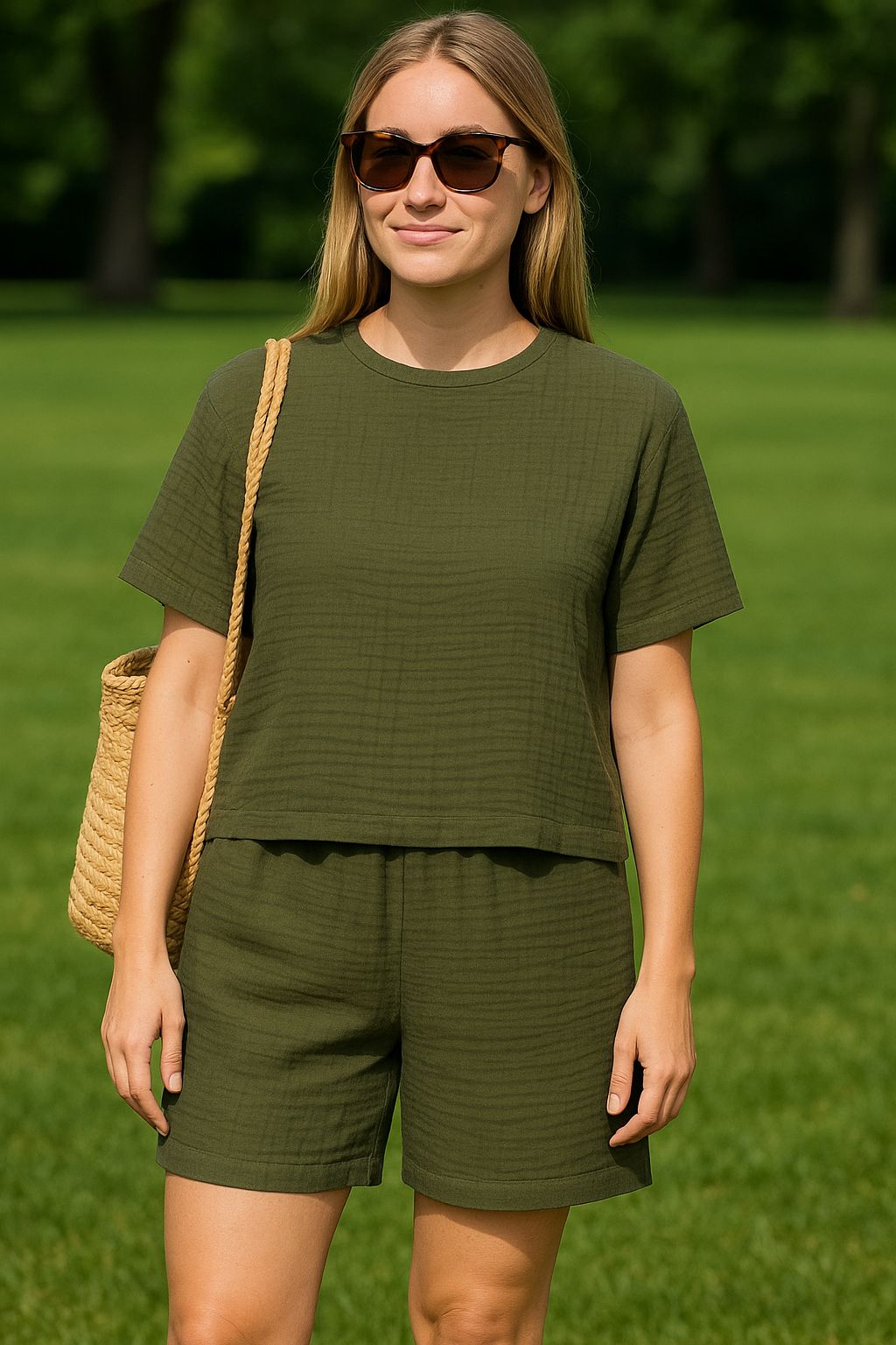 Double Layered Muslin T-Shirt & Shorts Set