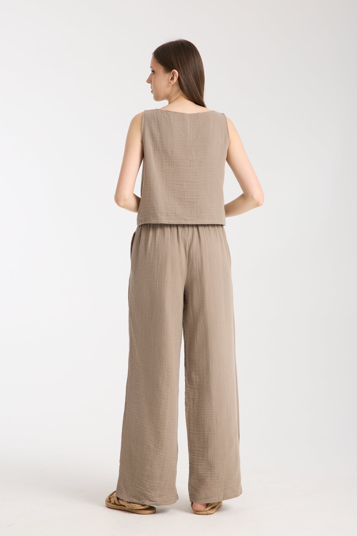 Double Layer Muslin Wide Leg Set
