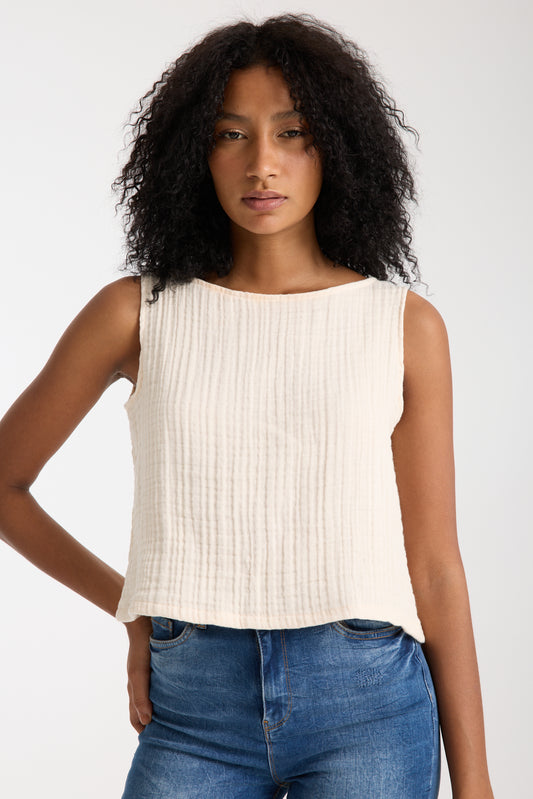 Four-Layer Muslin Sleeveless Blouse