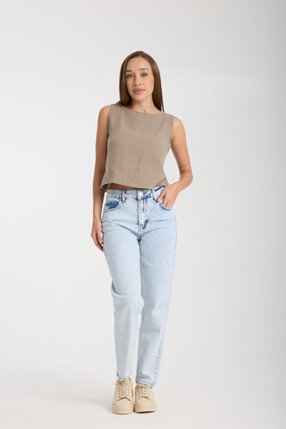 Double Layered Muslin Sleeveless Blouse