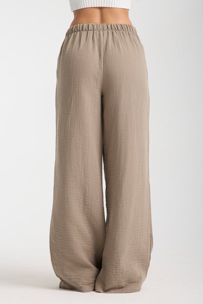Double Layered Muslin Wide Leg Trousers