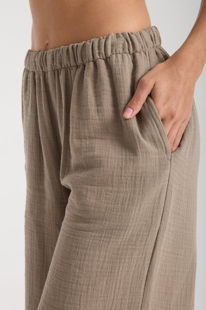 Double Layered Muslin Wide Leg Trousers