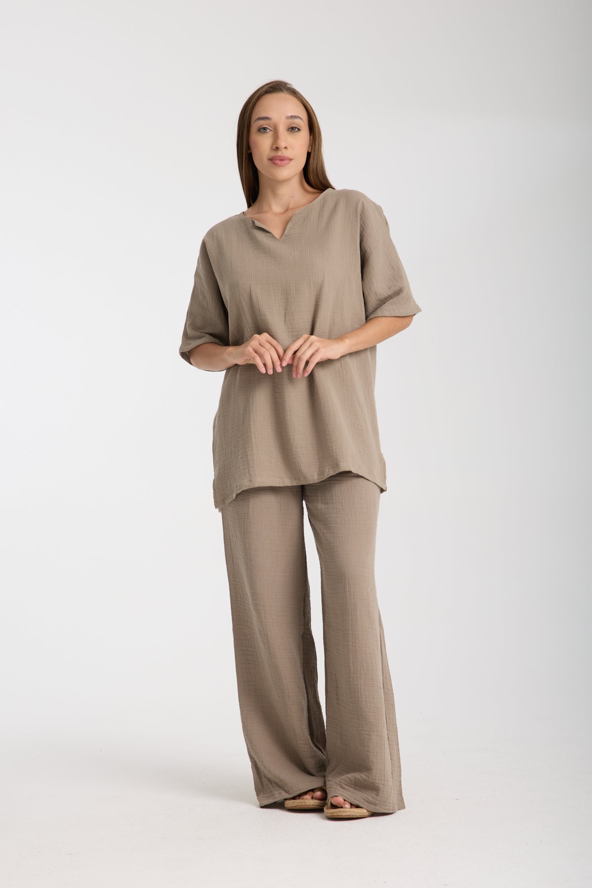 Double Layered Muslin Oversize Blouse Set