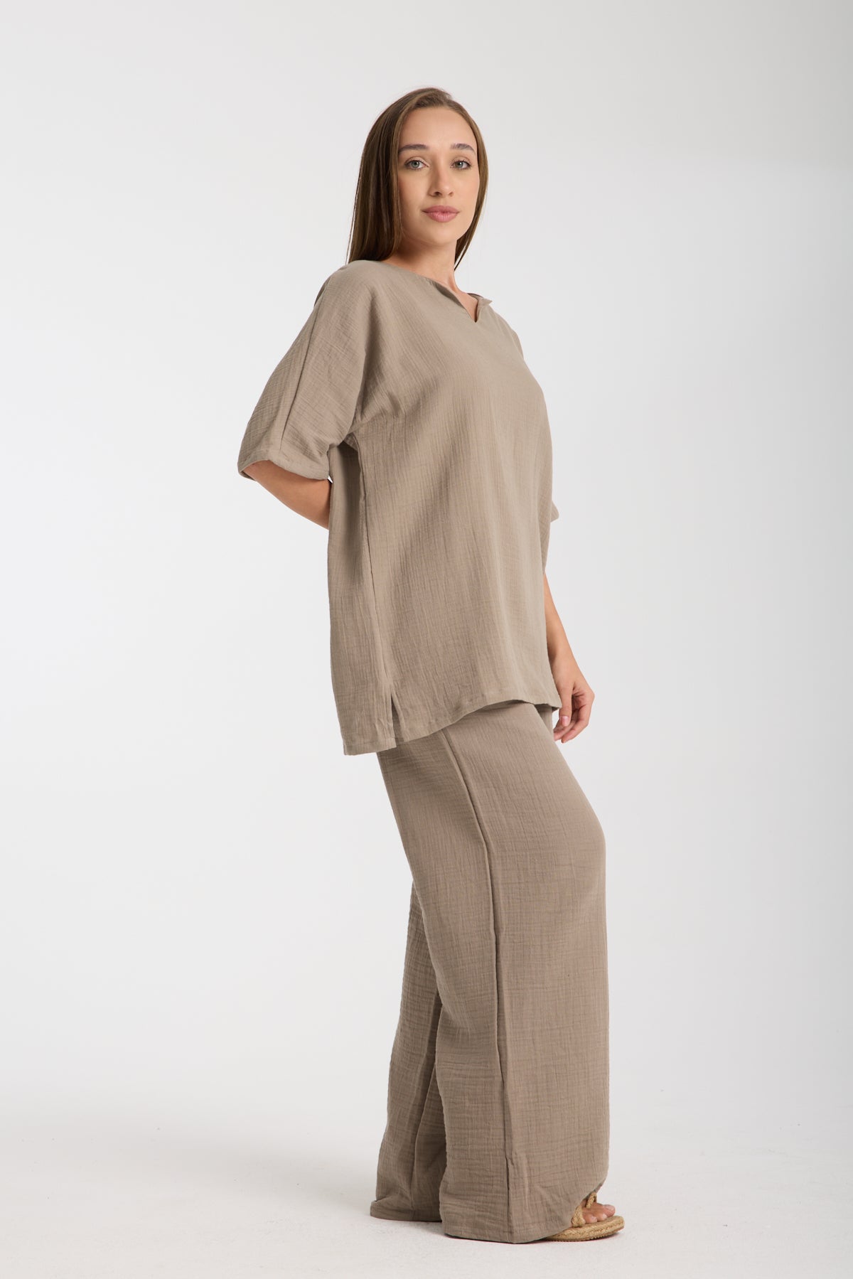 Double Layered Muslin Oversize Blouse Set