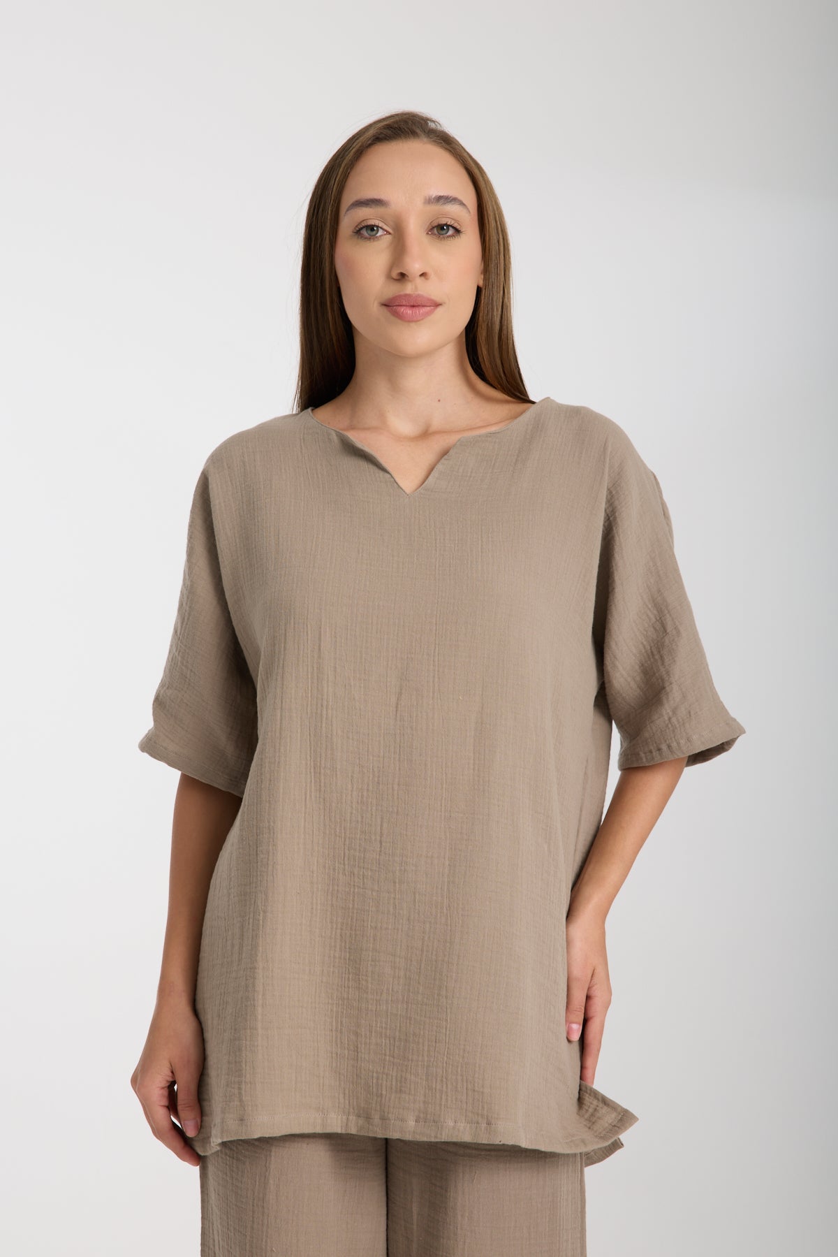 Double Layered Muslin Oversize Blouse Set