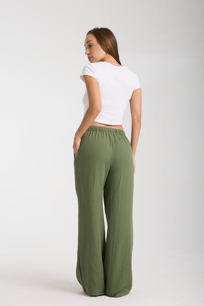 Double Layered Muslin Wide Leg Trousers