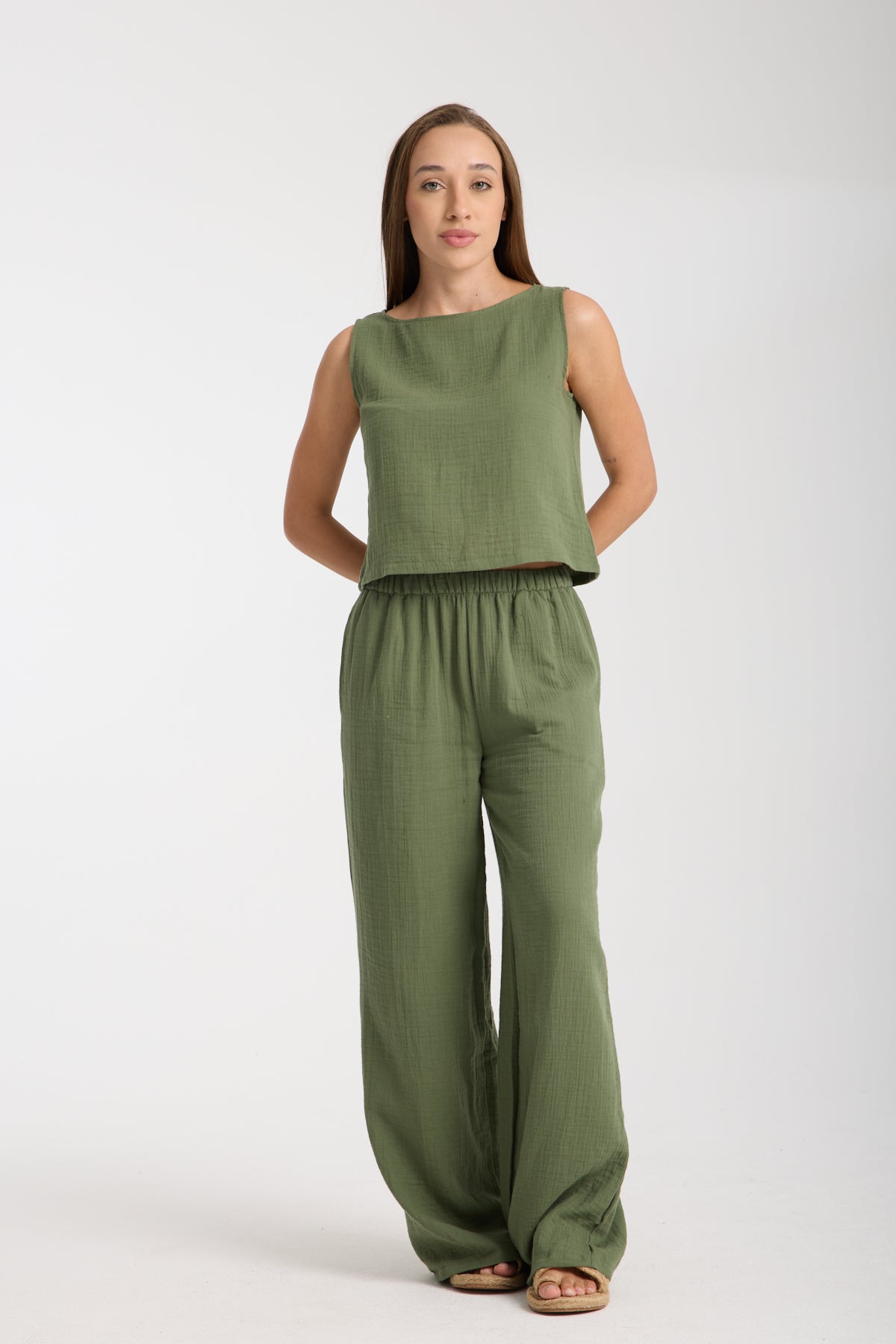 Double Layer Muslin Wide Leg Set