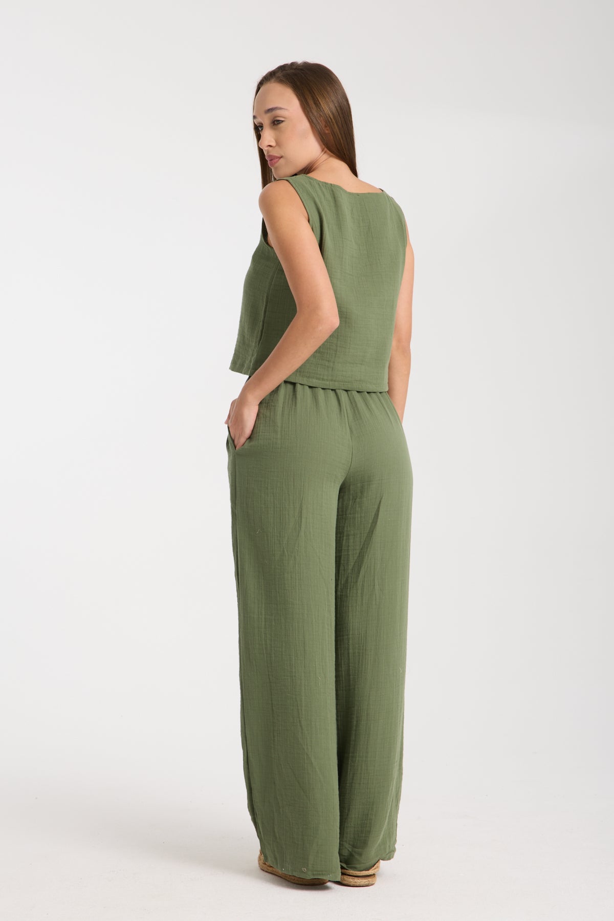 Double Layer Muslin Wide Leg Set