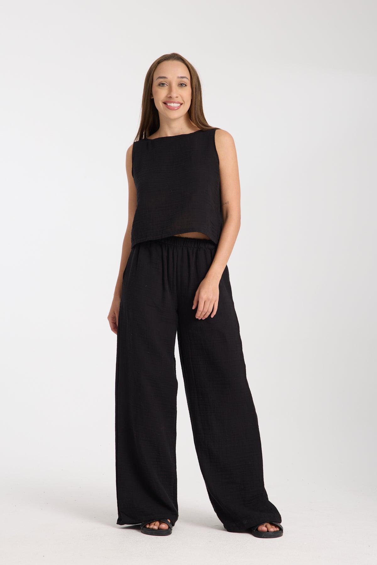 Double Layer Muslin Wide Leg Set