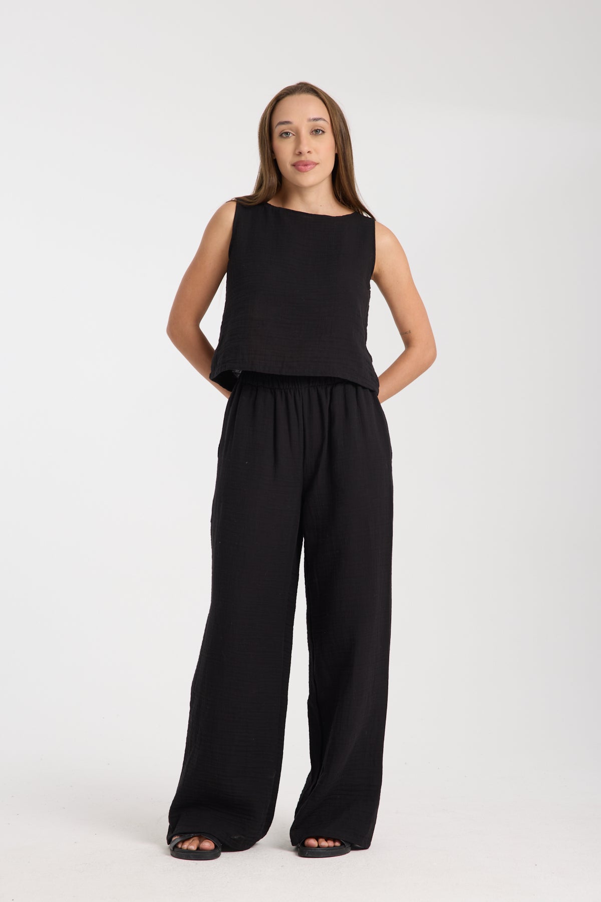 Double Layer Muslin Wide Leg Set