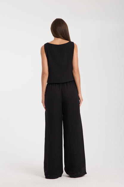 Double Layer Muslin Wide Leg Set