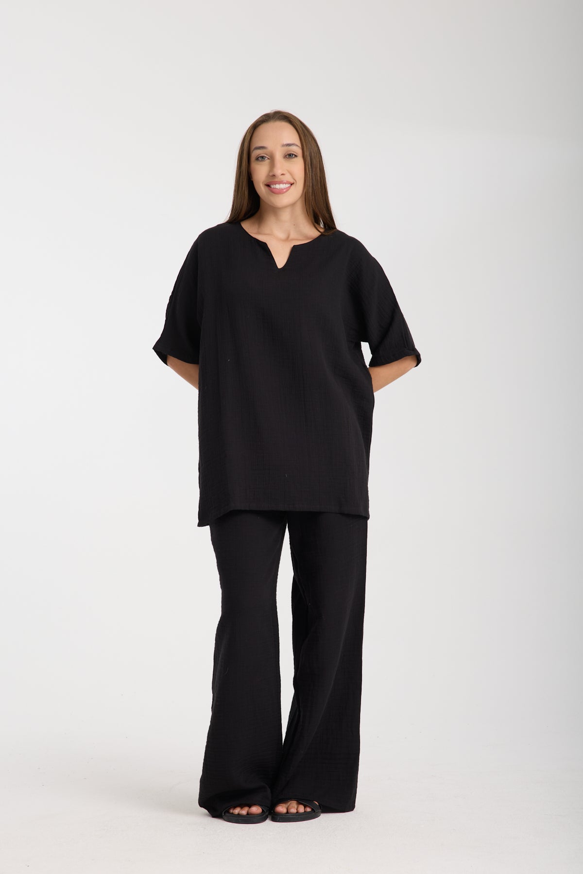 Double Layered Muslin Oversize Blouse Set