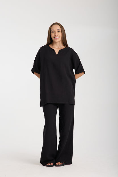 Double Layered Muslin Oversize Blouse Set