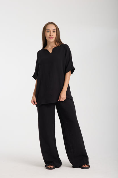 Double Layered Muslin Oversize Blouse Set