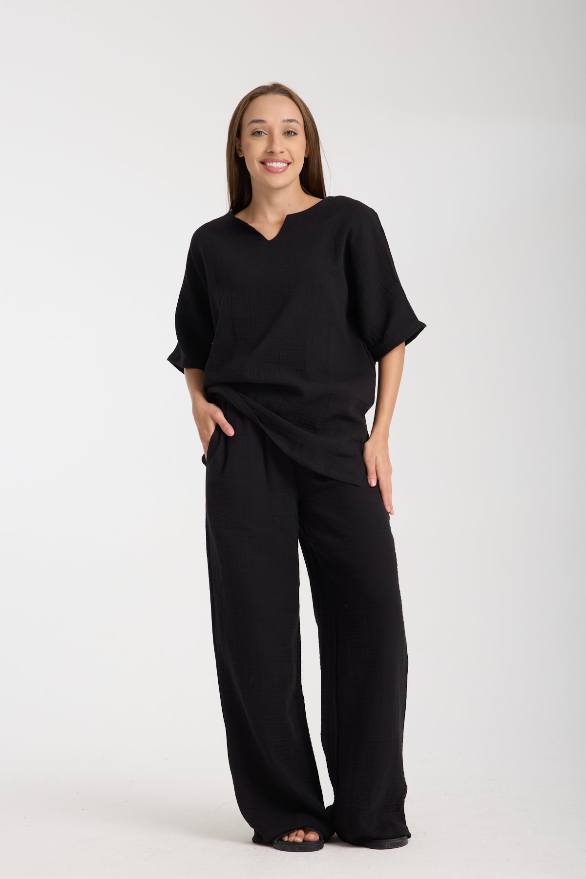 Double Layered Muslin Oversize Blouse Set