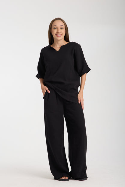 Double Layered Muslin Oversize Blouse Set