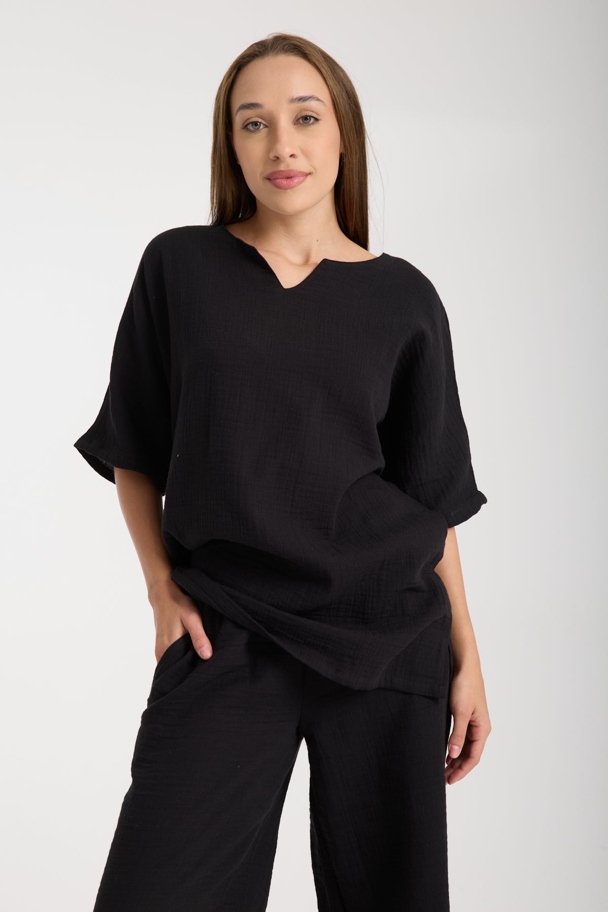 Double Layered Muslin Oversize Blouse Set