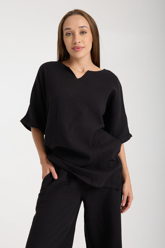 Double Layered Muslin Oversize Blouse Set