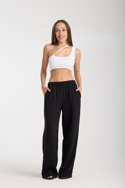 Double Layered Muslin Wide Leg Trousers