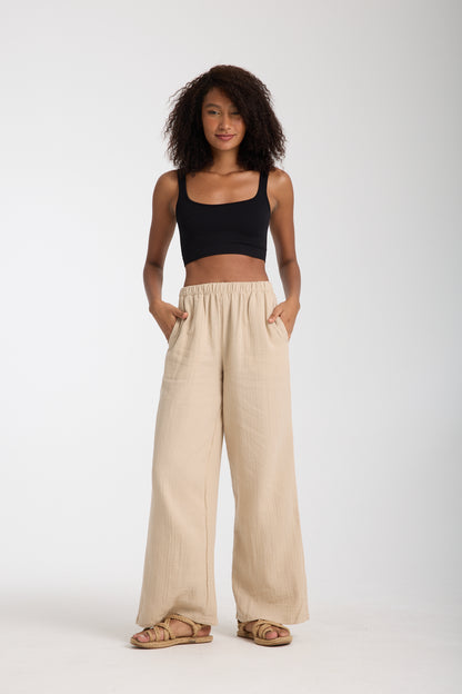 Double Layered Muslin Wide Leg Trousers