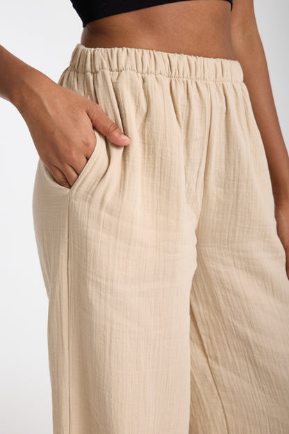 Double Layered Muslin Wide Leg Trousers
