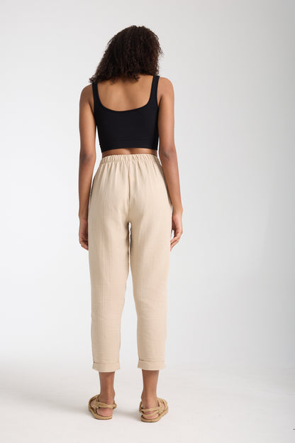 Double Layered Muslin Plain Trousers