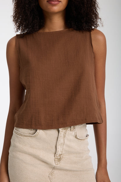 Double Layered Muslin Sleeveless Blouse