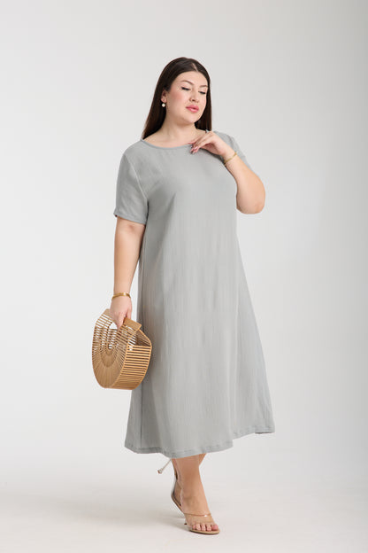 Plus Size Double Layered Muslin A-Line Dress