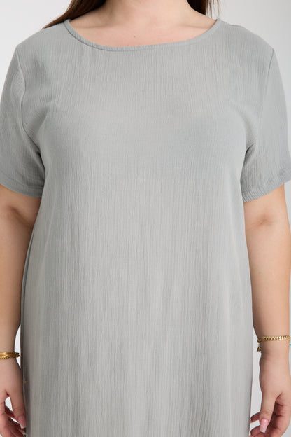 Plus Size Double Layered Muslin A-Line Dress