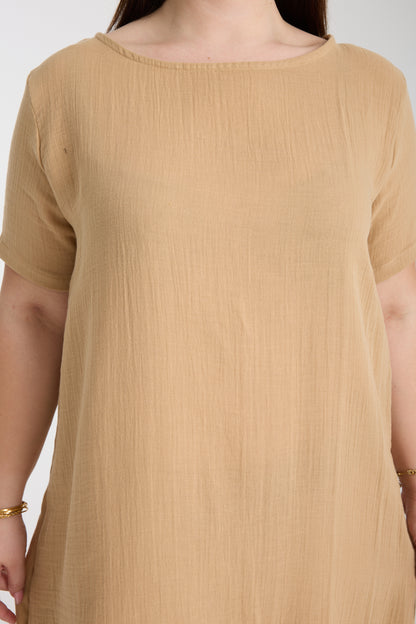 Plus Size Double Layered Muslin A-Line Dress