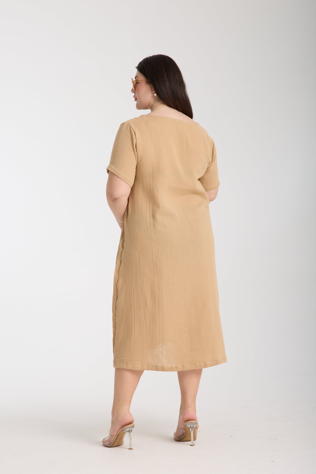 Plus Size Double Layered Muslin A-Line Dress